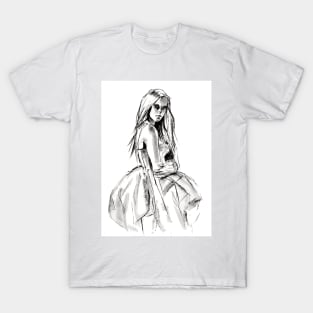 drawing of a girl in a nice dress T-Shirt